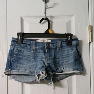 Abercrombie & Fitch perfect stretch raw hem jean short shorts Sz 0 Waist 25